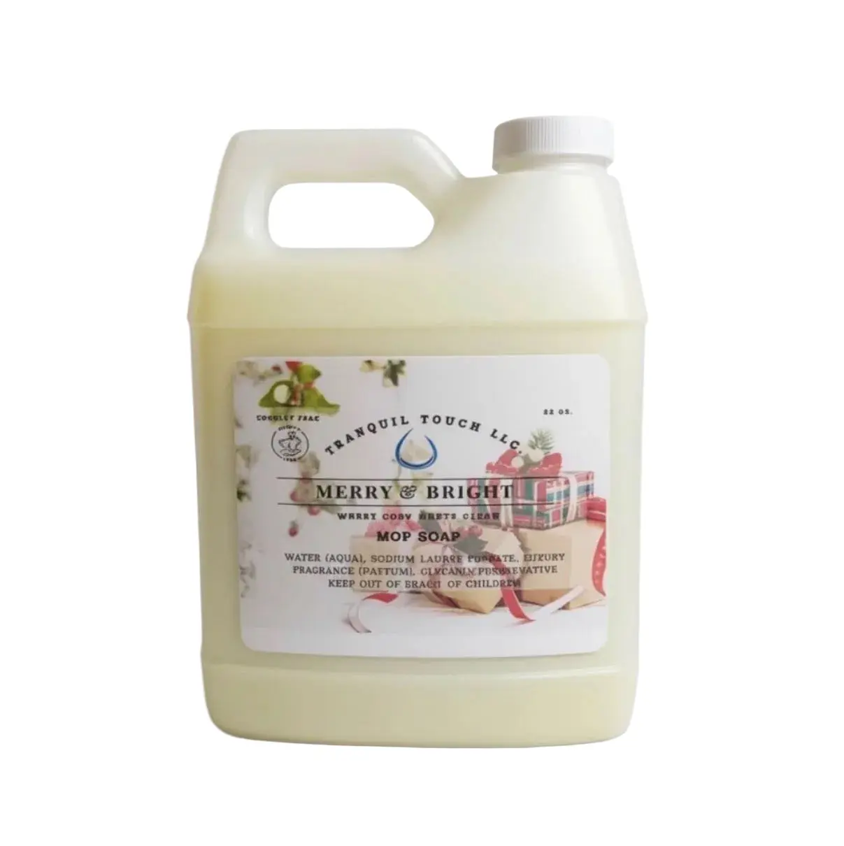 Tranquil Touch Merry & Bright Concentrated Nontoxic Liquid Hard Floor Cleaner - Scented Mop Soap, Multi-Functional All-Surface Holiday Home Care Floor Cleaning Solution