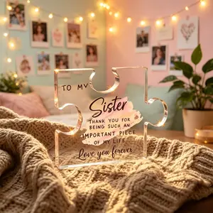 3.5×4in Acrylic Jigsaw Gifts from Sisters-Plaque Custom Friendship Keepsake Assemblable 2D Puzzle Photography Prop Sentimental Gift for Sisters Best Friends Birthdays Weddings Thanksgiving Christmas