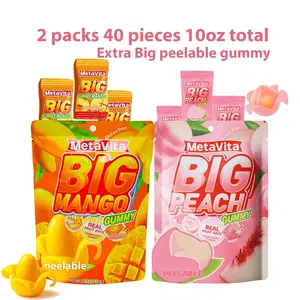 (2 Packs10oz) MetaVita Assorted Peelable Gummy – Tropical Peeling Candy Variety Pack | Mango, Peach |Individual Packs | Gluten-Free Fun, Chewy & Shareable Treat Halloween