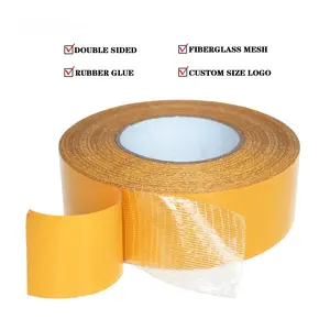 Super Double Sided Tape - Waterproof transparent adhesive tape with fiberglass mesh, suitable for walls and glass, ideal for fabrics, wood, metal, etc
