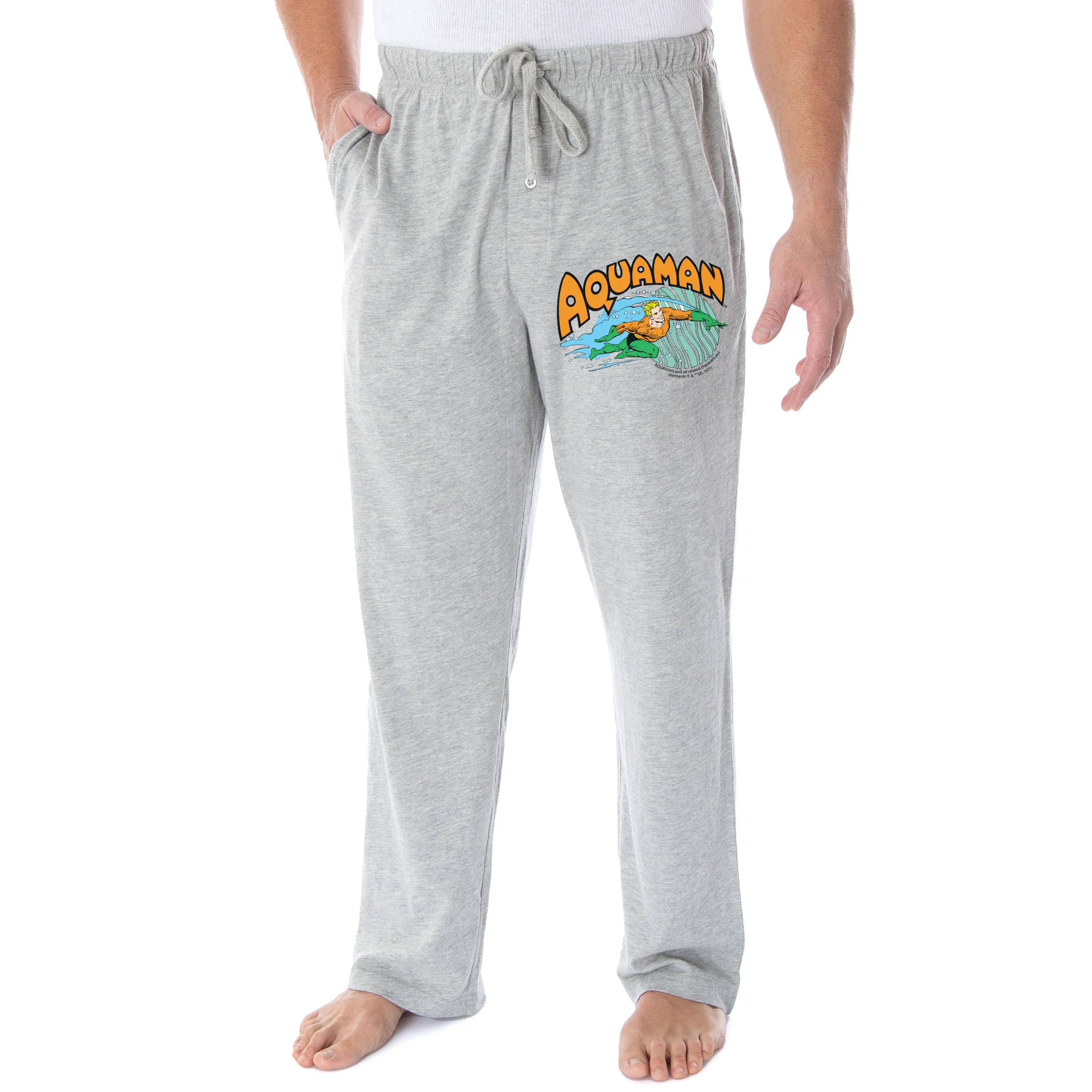 DC Comics Men's Vintage Aquaman Character And Logo Classic Superhero Loungewear Pajama Pants