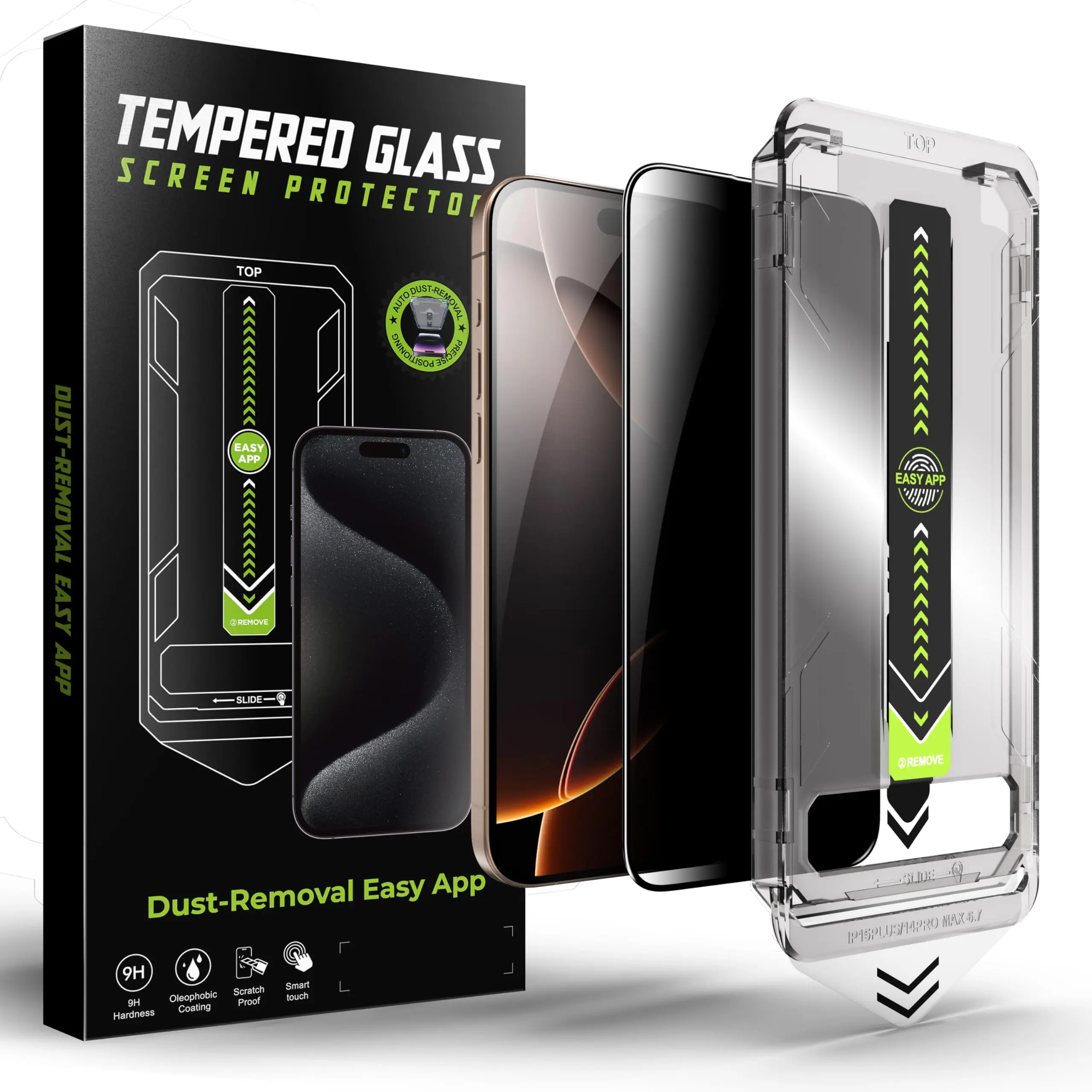 Privacy Screen Protector for iPhone 17pro/iPhone 16/iPhone 16 Pro/iPhone 13, Anti-Glare Display Filter, 9H Tempered Glass, Full Coverage, Anti-Fingerprint, Auto Dust-Elimination, No Bubble, Easy Installation