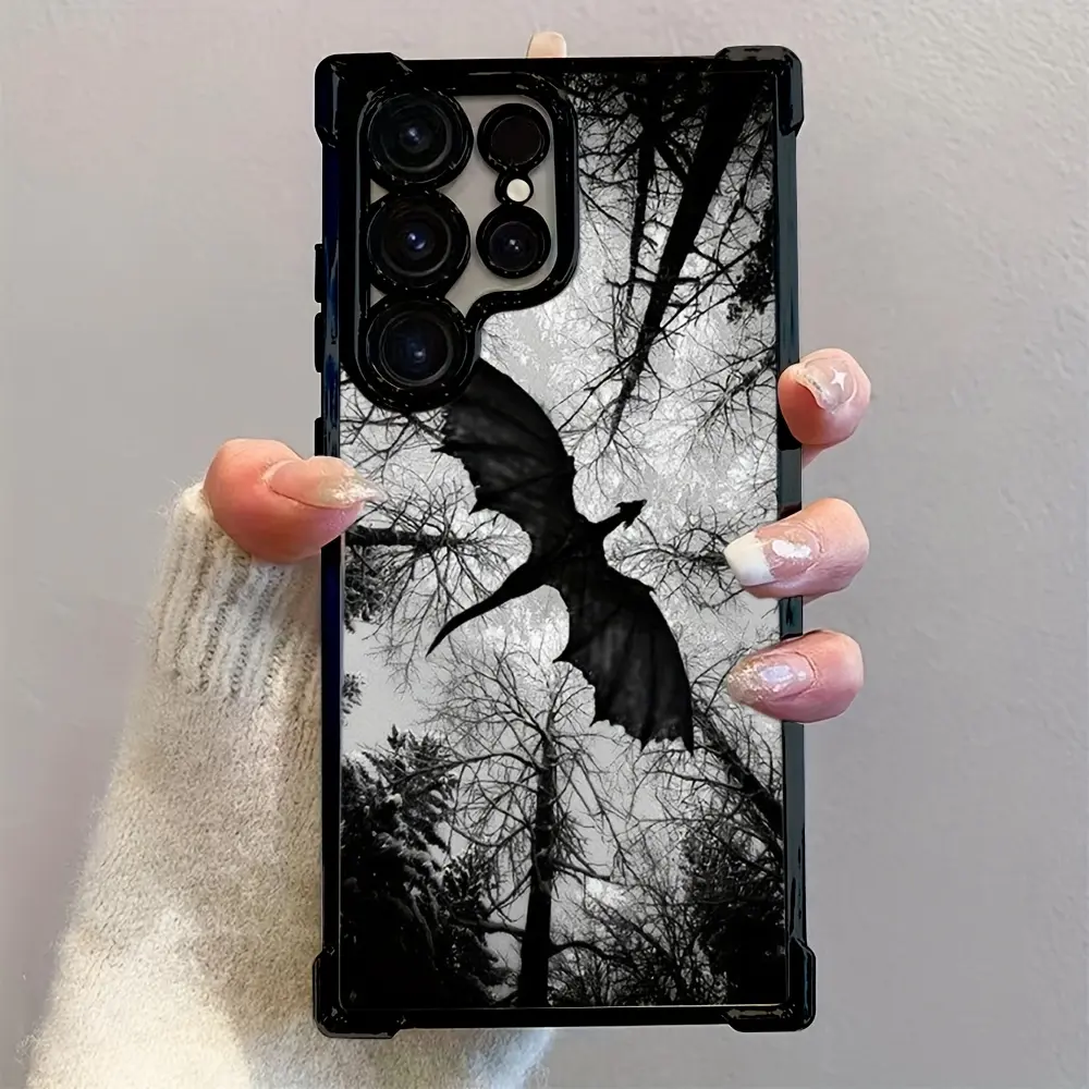 The Dragon Fourth Wing Phone Case Is Compatible with for samsung for Galaxy S25 S24 S23 S22 S21 FE Ultra Plus 4G 5G, Featuring a Transparent Soft Back Cover That Is Drop-Resistant Protective Personalized Casing, Animal, Accessories, Colorful, Resistance,,