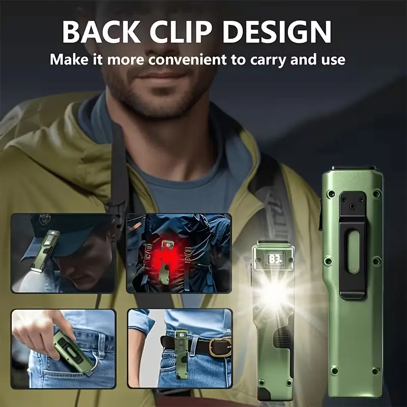 Next-generation rechargeable EDC flat flashlight for cars, high-power flashlight with ultra-long range, tactical UV LED flashlight, with 8 modes and 3000 lumens, durable aluminum body, digital display screen – vehicle maintenance accessory, hiking emergen