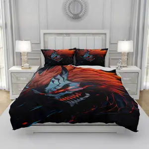 3Pcs BLEACH Kurosaki Ichigo Role Themed Breathable Comfort, Soft Comfortable Holiday Bedding, Thoughtful All-Season Gift, Ideal for Bedroom Decor & Dorm Use, 1 Duvet Cover 2 Pillowcases (No Insert)