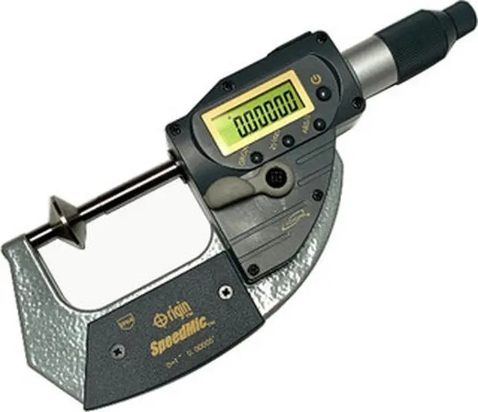 iGaging IP65 Origin SpeedMic Digital Micrometer (1-2"/25-50mm Disc, Model 35-070-d02) - Batteries Included, Quick Release, Absolute Origin Measurement, Inches/mm, Digital Display, Data Output Button, 0-3" Sets Available