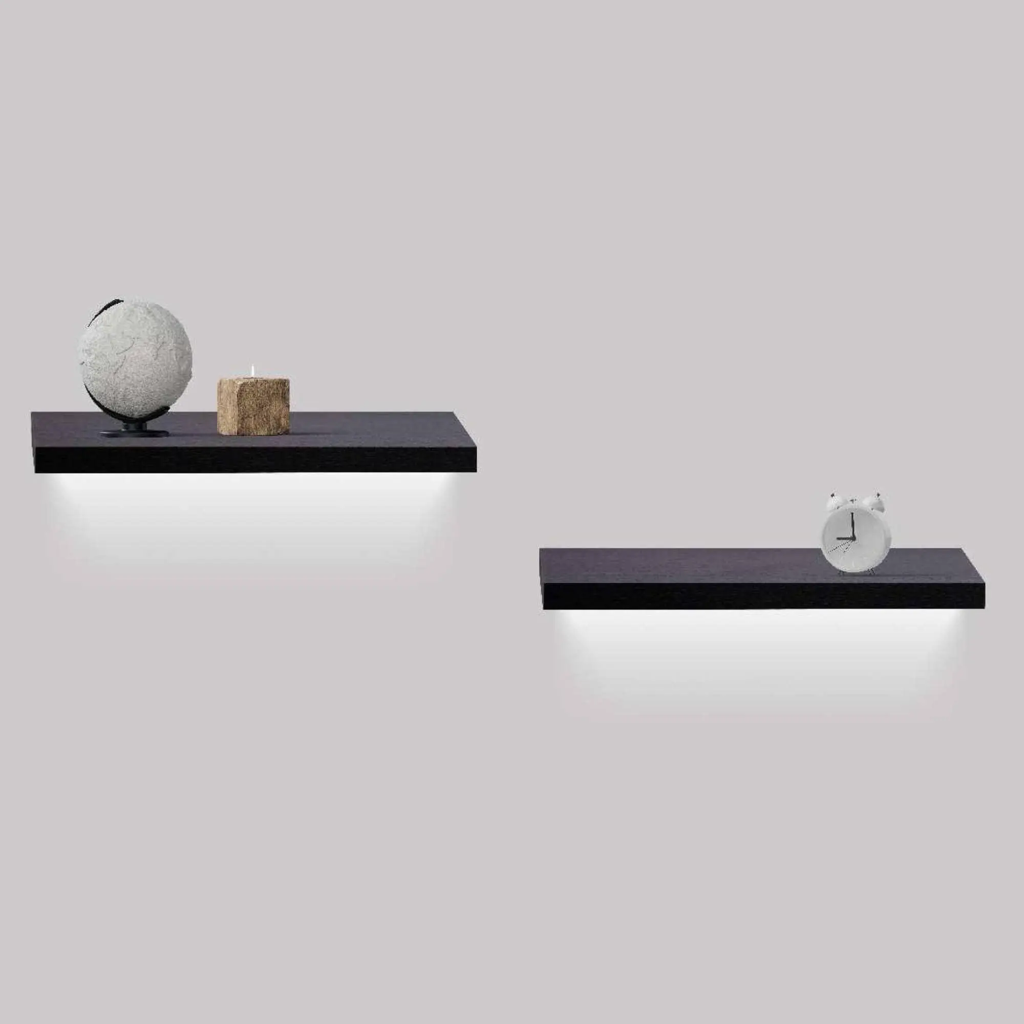 Floating Shelves 18.11" Wall Mounted Wood Shelves for Bathroom, Bedroom, Living Room, Kitchen, Hanging Shelf, Black