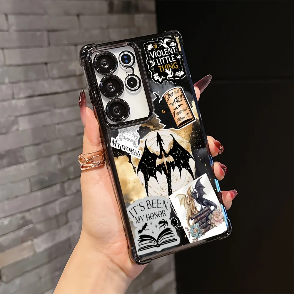 Dragon F-Fourth Wings Collage Design Phone Case for samsung for galaxy S25 S24 S23 S22 S21 FE Ultra Plus 4G 5G Shockproof Transparent Soft Back Cover.