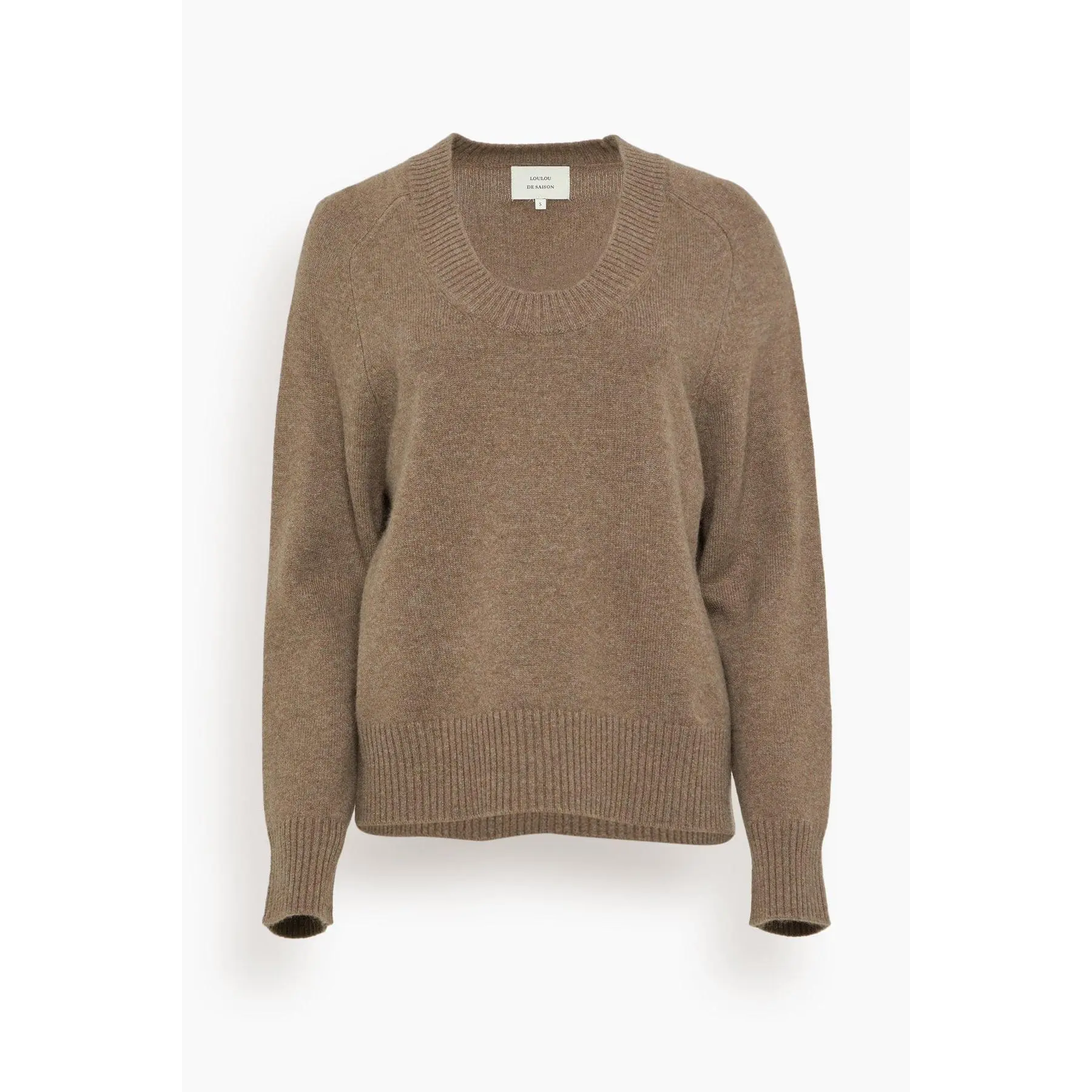 Baji Dropped U-Neck Sweater in Brown Melange