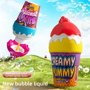 Magical Ice Cream Bubble Cup – Spill-Proof Even Upside Down! Silky Bubble Liquid with 10+ Minutes of Continuous Bubbles | Outdoor Fun Toy for Kids