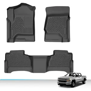 Fit For 14-18 Chevy Silverado/GMC Sierra 1500 2500HD 3500HD Crew Cab TPE Floor Mats Liners