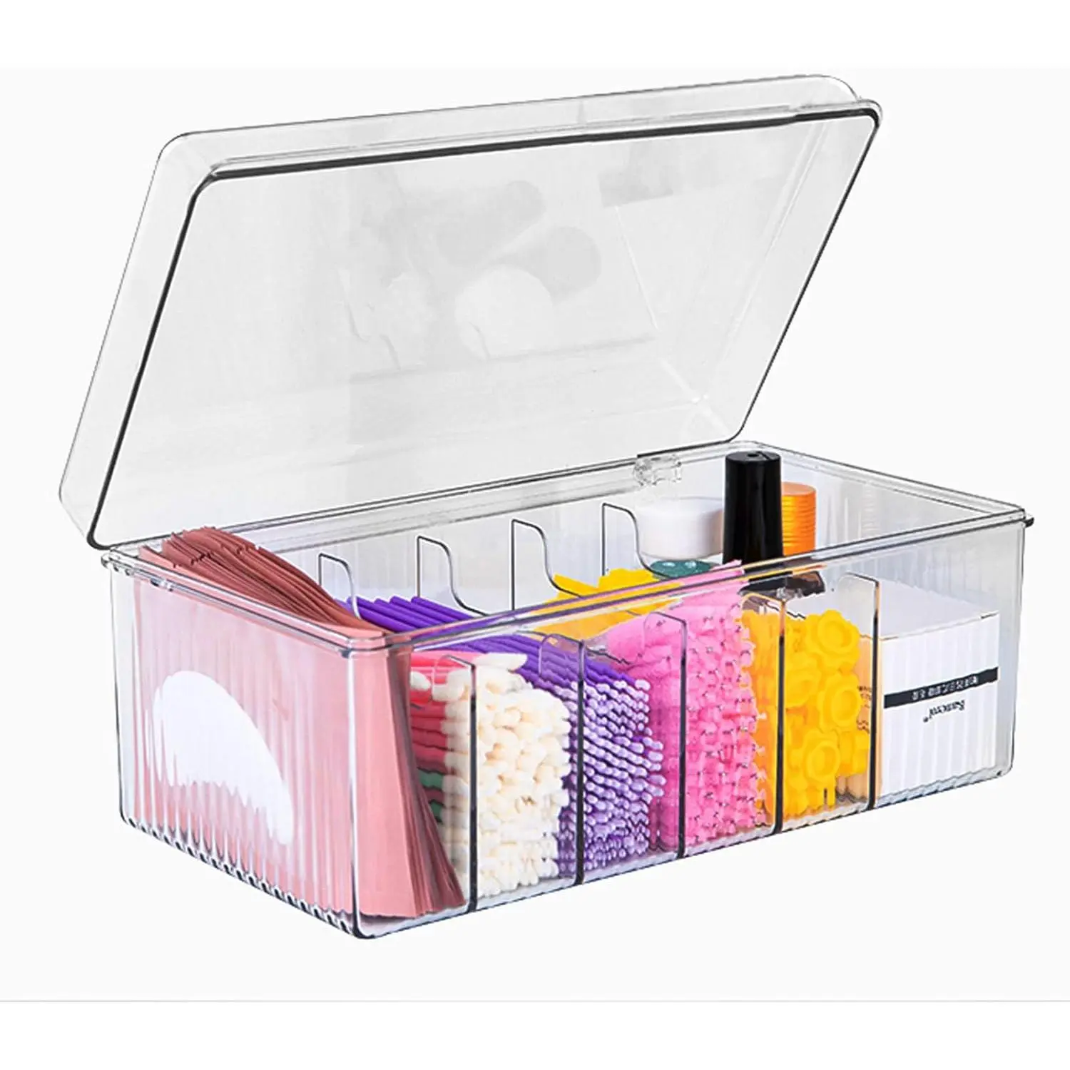 Lash Extension Organizer and Storage, Lash Cart Organizer for Lash Techs, Eyelash Extension Supplies Organizer Storage Box,  Lashes Supplies Container, Eyelash Beauty Organizer with Lid Clear