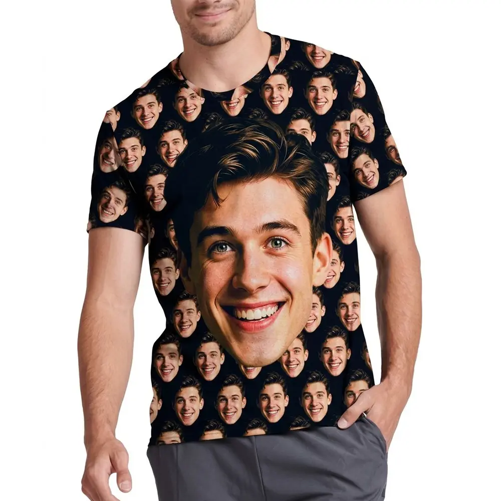 BARLEY ONE Custom Face T-shirt Personalized Photo Funny Customized Shorts with Your Loved One’s Face, Gift for Partners|Friends, Light Quick-Dry T-shirt for Summer Vacation, Anniversary, Party, Unisex Casual Shorts, Add Your Own Photo for Unique Gift