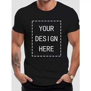 Men's Customizable Black T-Shirt - ized Logo/Text/Design, Short Sleeve, Custom Printing for Branding, Events, Promotions - Bulk Orders Welcome, Casual Fit & Easy Upload via Website/Gmail/Excel