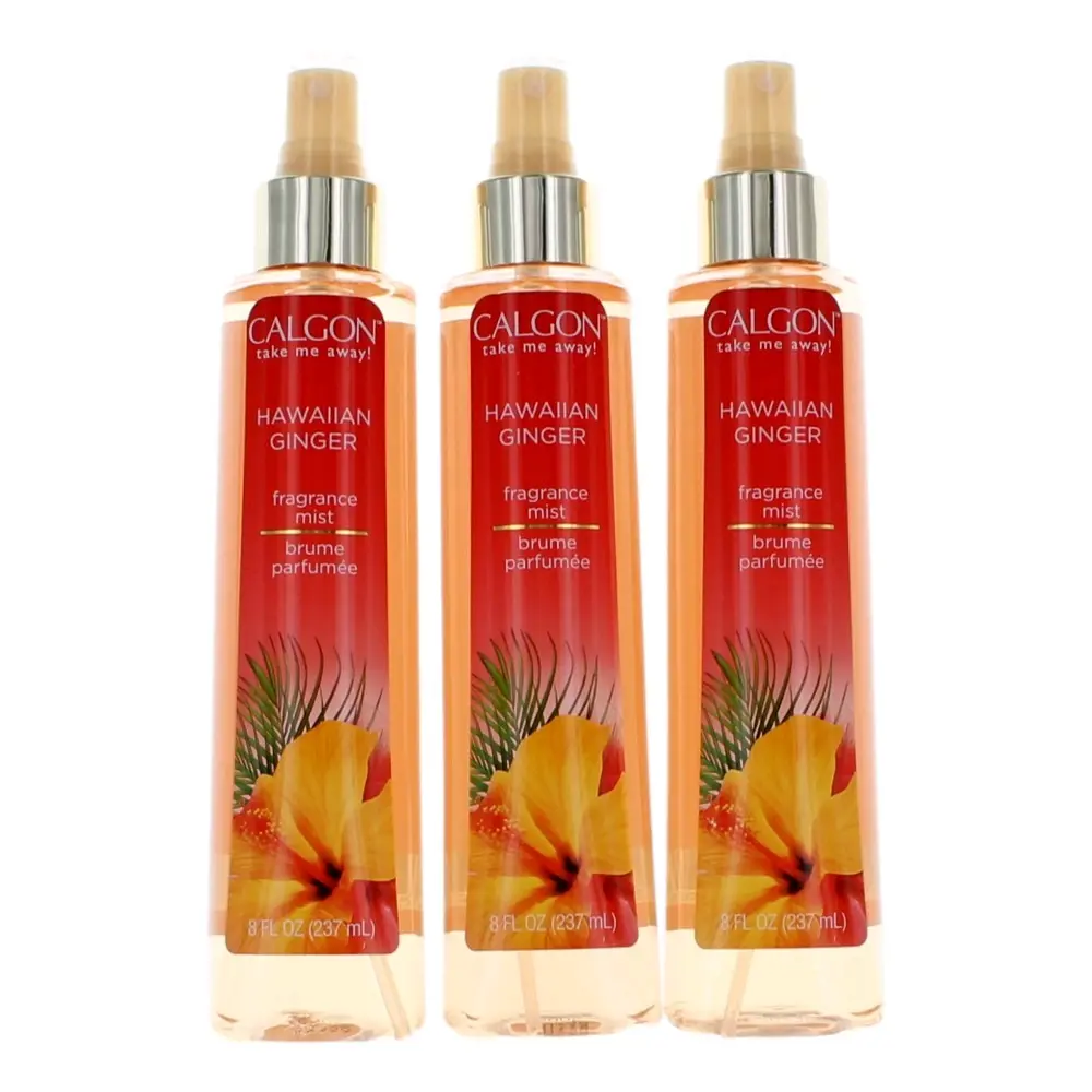 Calgon Hawaiian Ginger Fragrance Mist Spray Bottle for Women - 3-Pack, 8 fl oz Each (Body Moisturizer for Beauty & Personal Care)