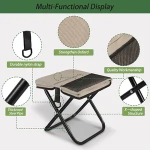 Slim Foldable Mesh Stool, Easy Storage Portable Outdoor Seat with Firm Bracket, Ideal for countryside outing, outdoor training and casual rest