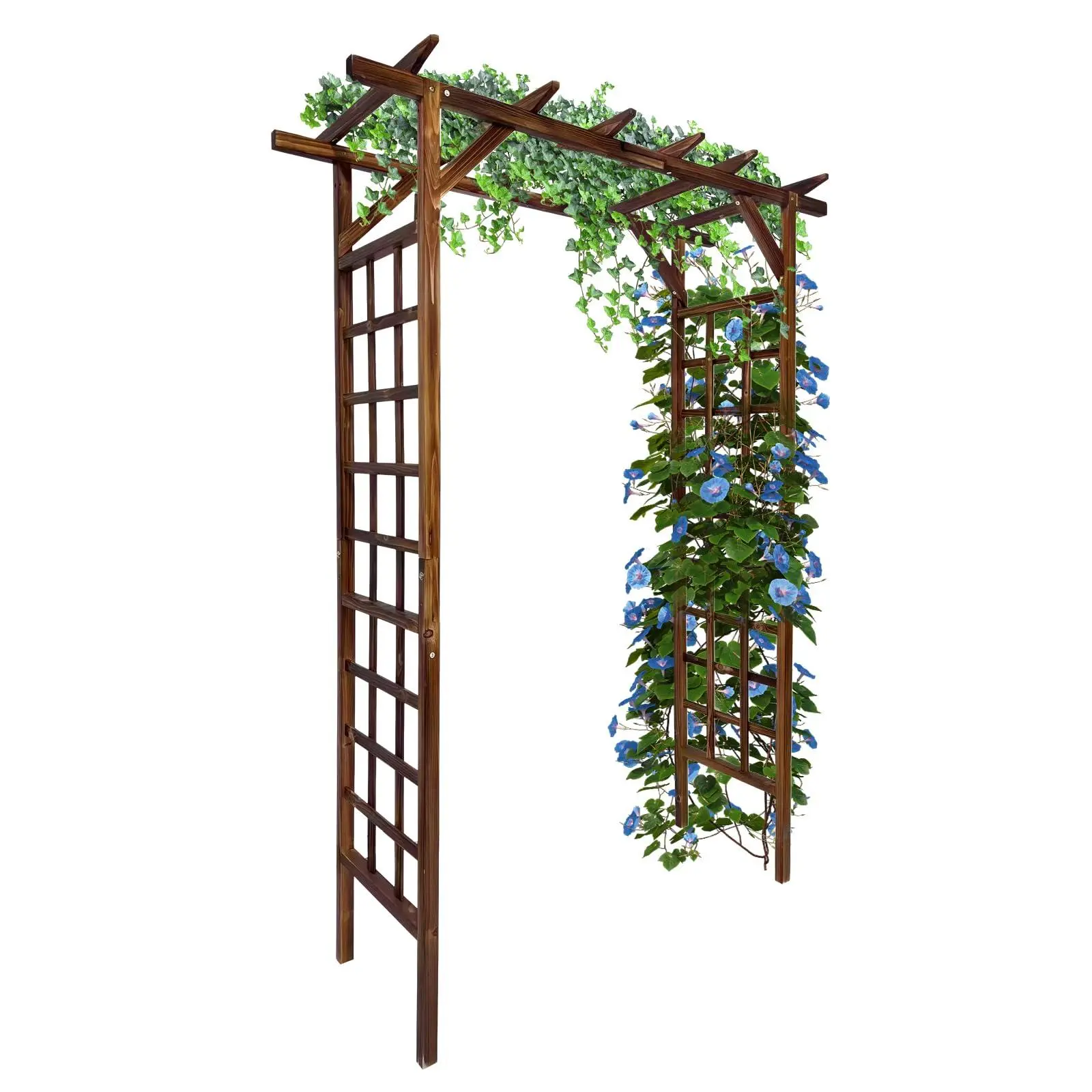 GARVEE 85 in Wooden Garden Arbor,Solid Fir Wood Trellis with Flat Top for Plant Climbing,Wedding Ceremony Decoration Pergola for Garden Backyard,Lawn,Carbonized Wood