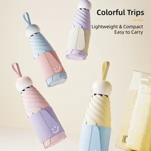 Sun Umbrella UV Protection Foldable Compact Rain & Sun Use, Lightweight Waterproof Umbrella, Women's Portable Capsule Design, Strong Shade Outdoor Accessory, Rainproof Umbrella