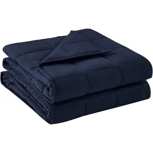 Weighted Blanket for Cool & Restful Sleep,  Soft Material and Glass Beads (Navy Blue, 48''x72'' 15lbs), Suit for Adult(~140lb) Use  /Full Bed