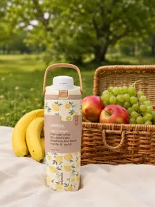 Lemon Floral Insulated Water Bottle 450ml, Stainless Steel Vacuum Thermos, Leakproof Travel Mug for Picnic, Office, School & Outdoor Activities