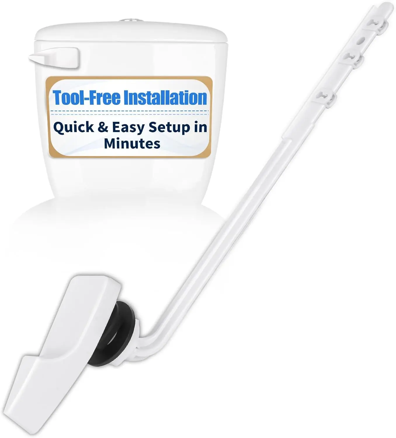Universal Toilet Tank Handle Replacement, Front Mount Flush Lever, White Rustproof Plastic Trip Lever, Easy DIY Installation for Home & Apartment