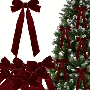 Velvet Christmas tree bow, 20 pieces, holiday decoration set, Christmas pendant, glossy material, suitable for gift wrapping and DIY projects
