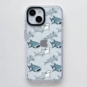 Cute Whale Shark Ocean Sea Pattern Scratch Resistant Shockproof Protective Cover TPU Clear Soft Phone Case for iPhone 17 16 15 14 13 12 11 Pro Max Plus