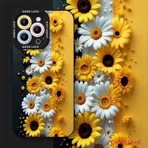Sunflowers daisies yellow white flowers Element-design phone case, Suitable for Men and Women.Simple and unique phone case.Stylish phone case for iPhone 16 15 14 13 12 11 XS XR X7 8 Plus Pro Max Mini.Best gift for friends, family and friends, with anti-dr