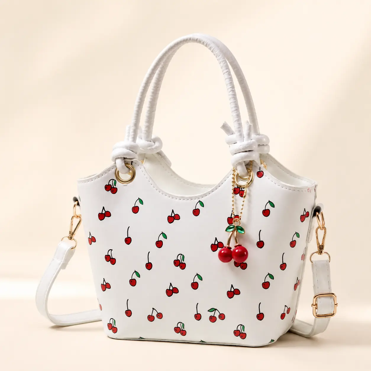 Trendy New Summer Cherry Print Crossbody Bucket Bag for Women, Viral Cute Coquette Color Block Shoulder Bag, Fashionable Premium Textured Drawstring Purse, Spacious Casual Everyday Travel Handbag, Sweet Aesthetic Gift for Her Ladies Daily Wear