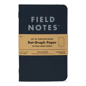Field Notes Pitch Black Dot-Graph Pocket Notebooks 3-Pack Made in the USA