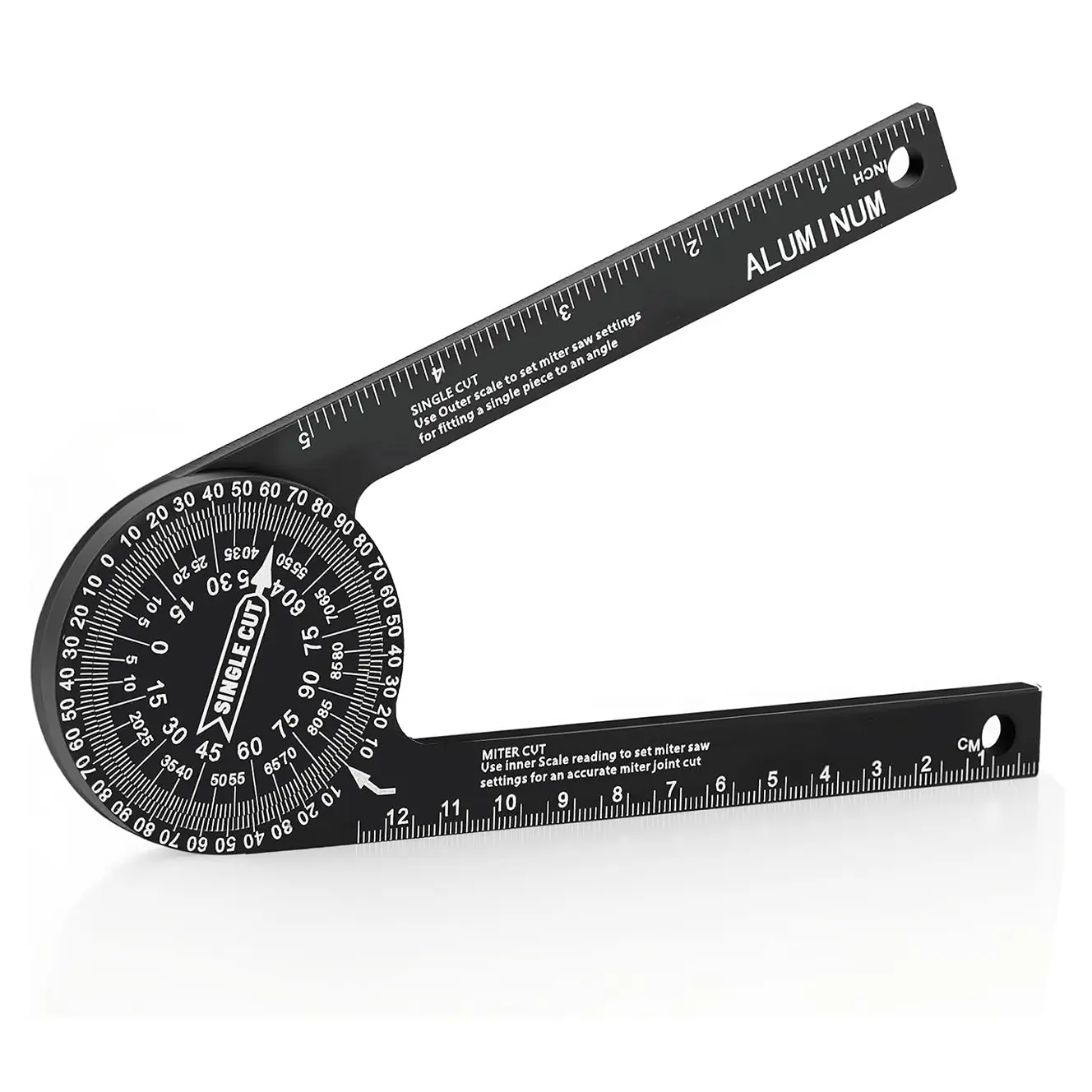 7 Inch Aluminum Miter Saw Protractor, Professional Angle Measuring Tool, Comes with Two Extra Straightedge Protractors for Woodworkers, Builders, Plumbers, Home DIY