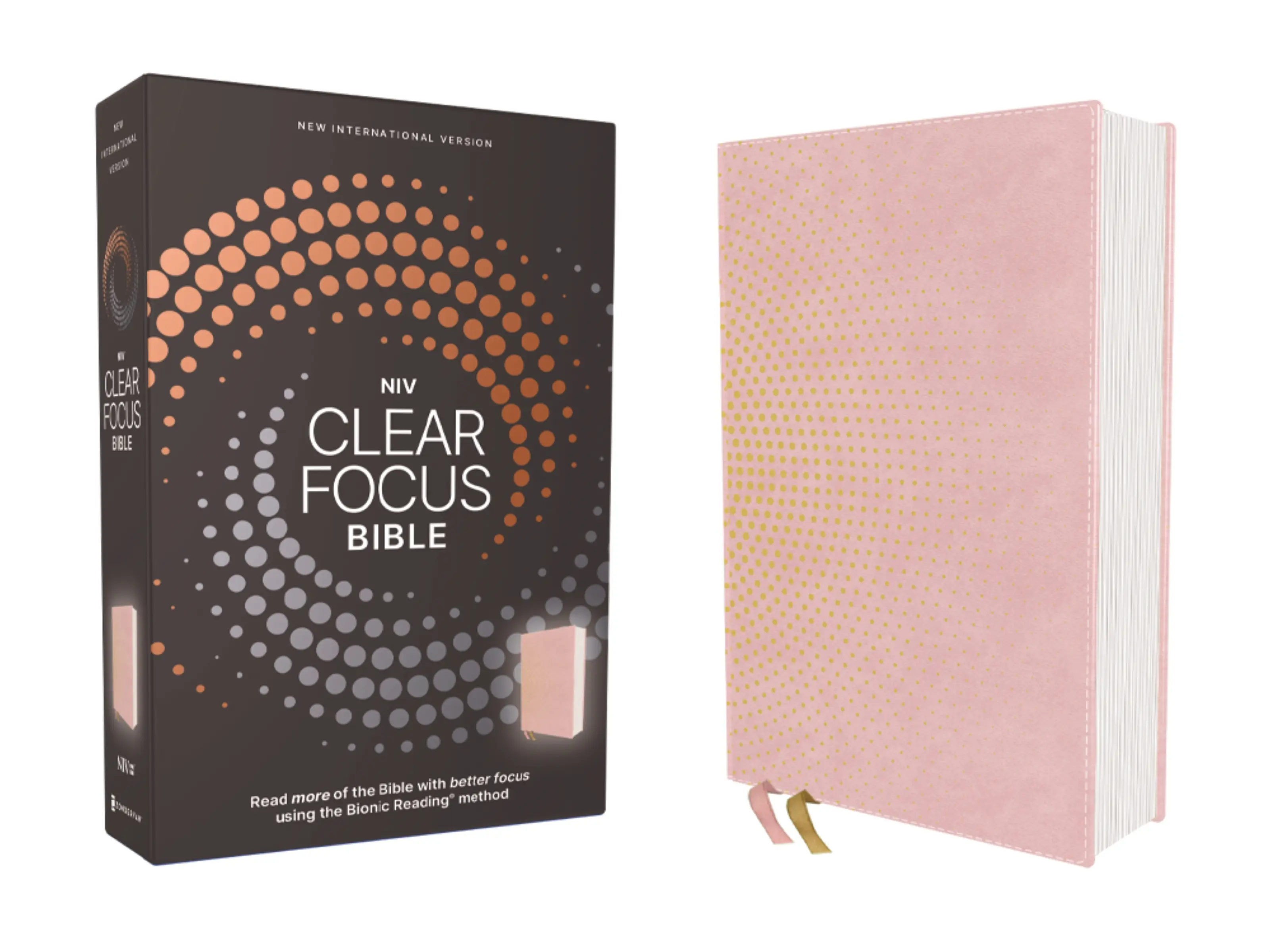 NIV, Clear Focus Bible, Leathersoft, Pink: Read more of the Bible with better focus (Clear Focus) by Zondervan [Leatherbound Book]