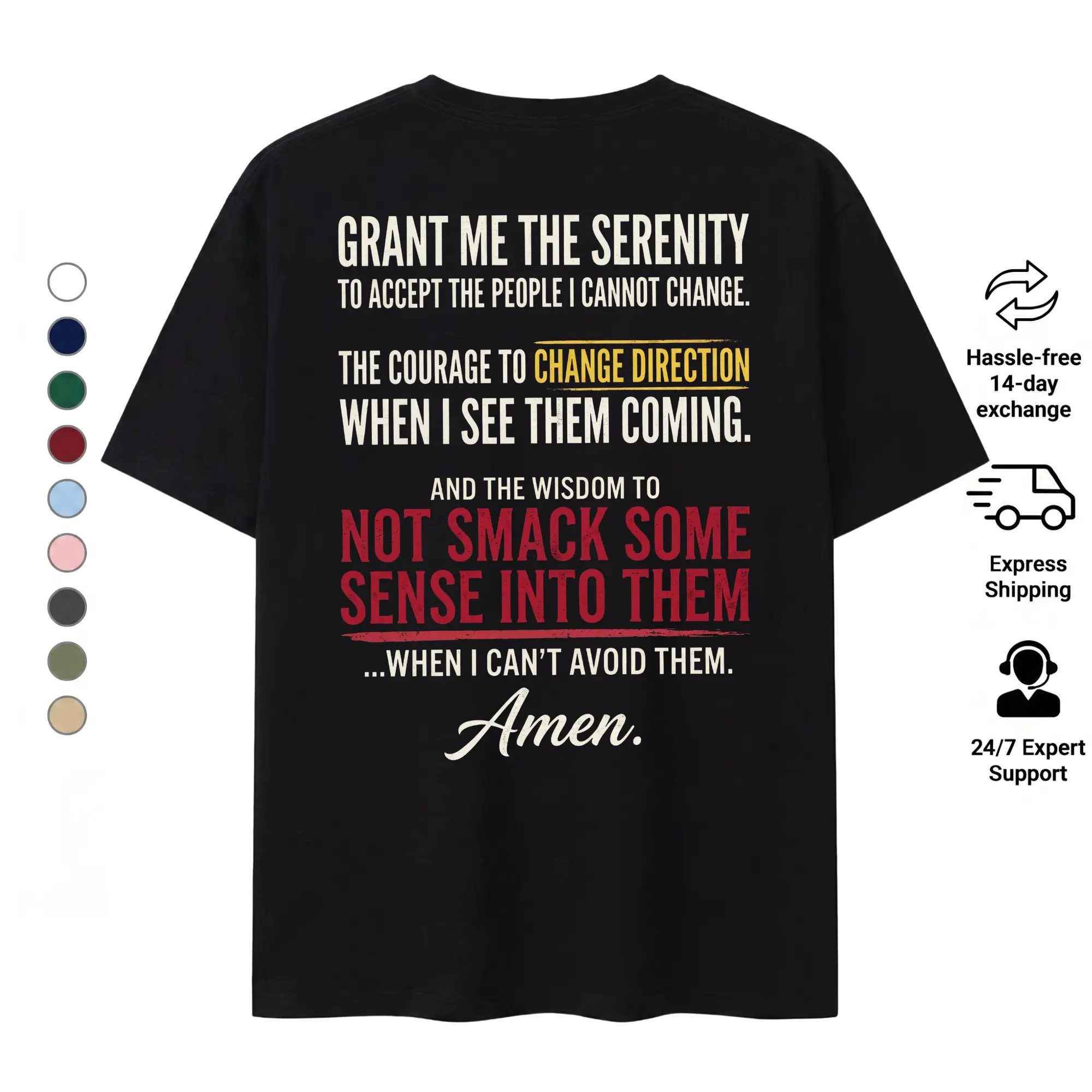 Sarcastic Serenity Prayer Graphic Tee | Funny Workplace Humor Oversized T-Shirt | Relatable Introvert Quote Streetwear Apparel