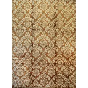 Refined Bespoke Brown Hand Knotted Afghan Wool Rug