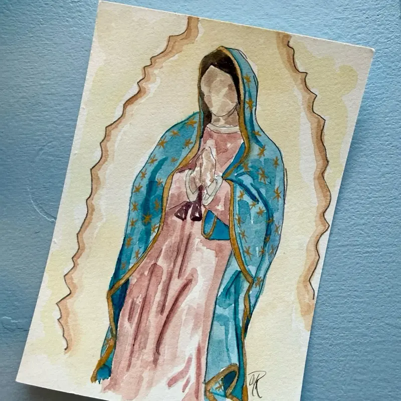 Our Lady of Guadalupe Original Watercolor Painting | Catholic Wall Art | Handmade Marian Artwork