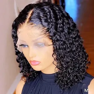 Connie Hair Deep Curly Wave Short Bob Wig 100% Remy Human Hair Lace Front Wig for Black Women Nature Color Soft Healthy Thick 14 Inches Adjustable 13x4 Lace Front Wig - Springtok