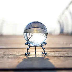 F-SO15 60mm Sparkling Clear Crystal Ball with Stand Handcrafted Photography Prop for Magical Shots Elegant Home & Party Decor for Women