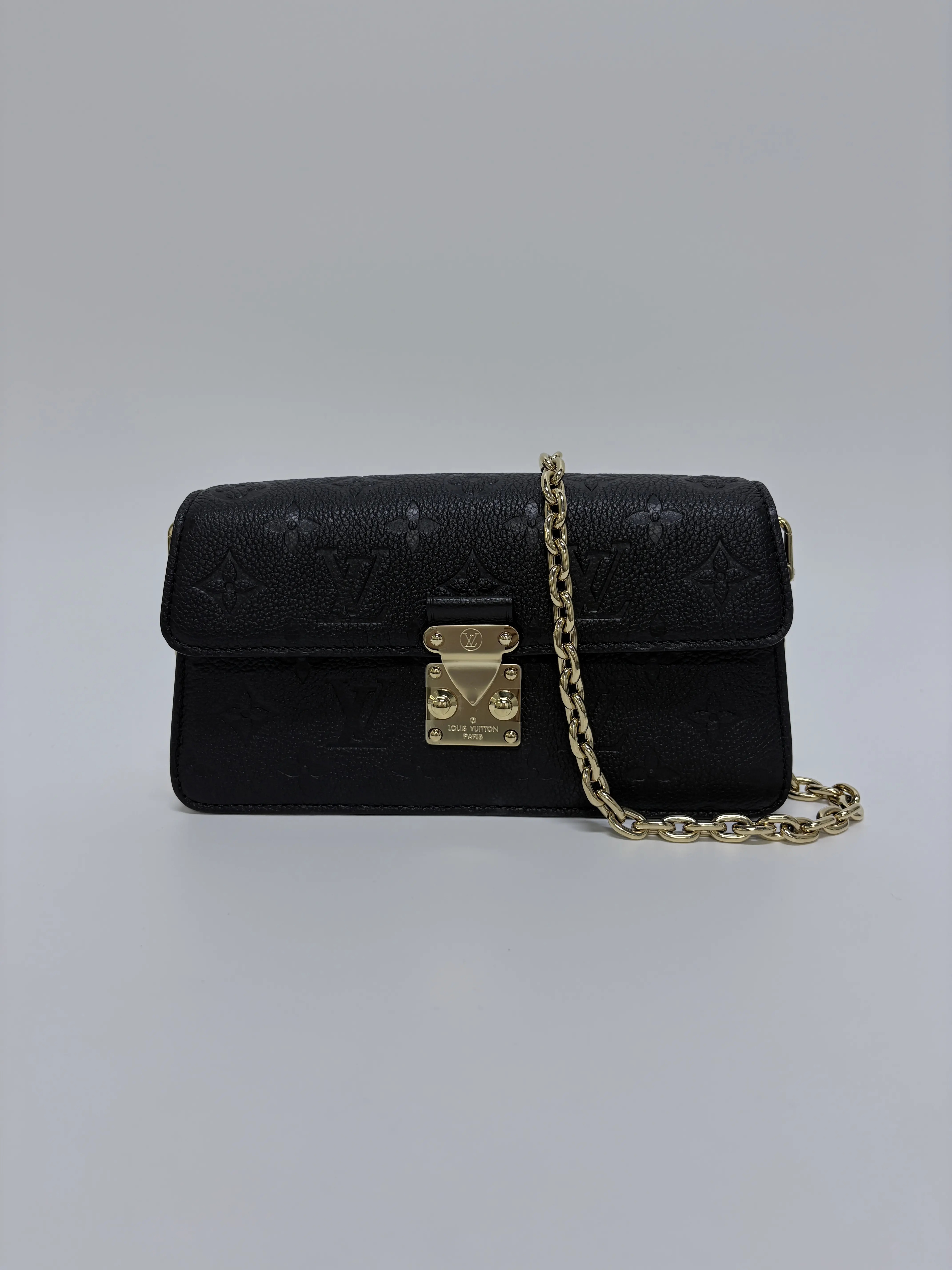 Pre-owned Louis Vuitton Matte Black Empreinte Metis WOC Chain Crossbody Bag