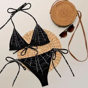 Spiderweb Recycled Bikini: Gothic Alt Swimsuit 3ML BBB