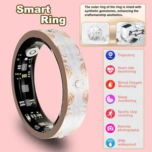 2026 New Enamel Gemstone Smart Ring, Blood Pressure Oxygen Sleep Monitor, Heart Rate Monitor, IP68 Waterproof, Health Tracker, Fitness Tracker, Fashion Jewelry for Women