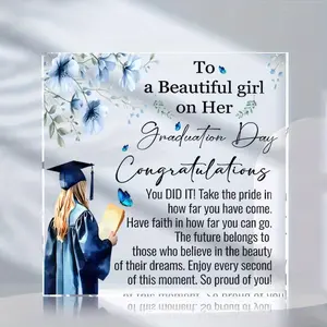 Graduation Gift, 2D Flat Square Acrylic Plaque, Creative Graduation Decoration, Home Office Desktop Decoration, Birthday Party Keepsake Craft Gift, Acrylic Plaque Sign