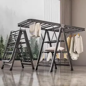 Heavy-duty Stainless Steel Roller ClothesRack,Household Foldable Wing-Type ClothesDrying Rack with Wheels & Windproof Bars -Indoor/Outdoor Use, Built-in Slipper Rack, Perfectfor Towels, Clothes & Quilts outdoorfun