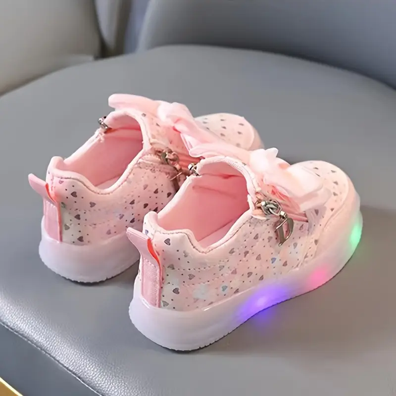 Girls Princess Style Soft Sole Casual Sneakers Bow Decoration Autumn Comfortable Soft Sole Casual Versatile Little Girl Sneakers Sweet Princess Style Shoes1011