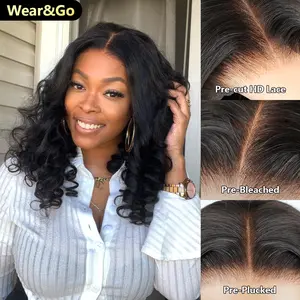 OQ HAIR Wand Curl Wear & Go Glueless Wigs Pre Cut Lace 4x6 HD Lace Closure Wigs For Women