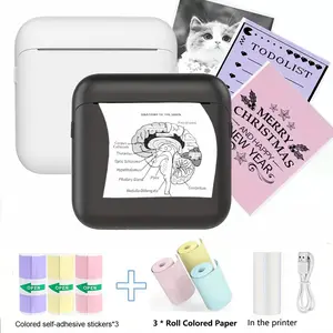 Wireless Mini Printer, Portable Handheld Printer, Portable Thermal Label Maker, Inkless Thermal Printer, Thermal Pocket Printer, Print Text Notes Photos Course Labels To-Do Lists, Ideal for Travel Office School Home Use