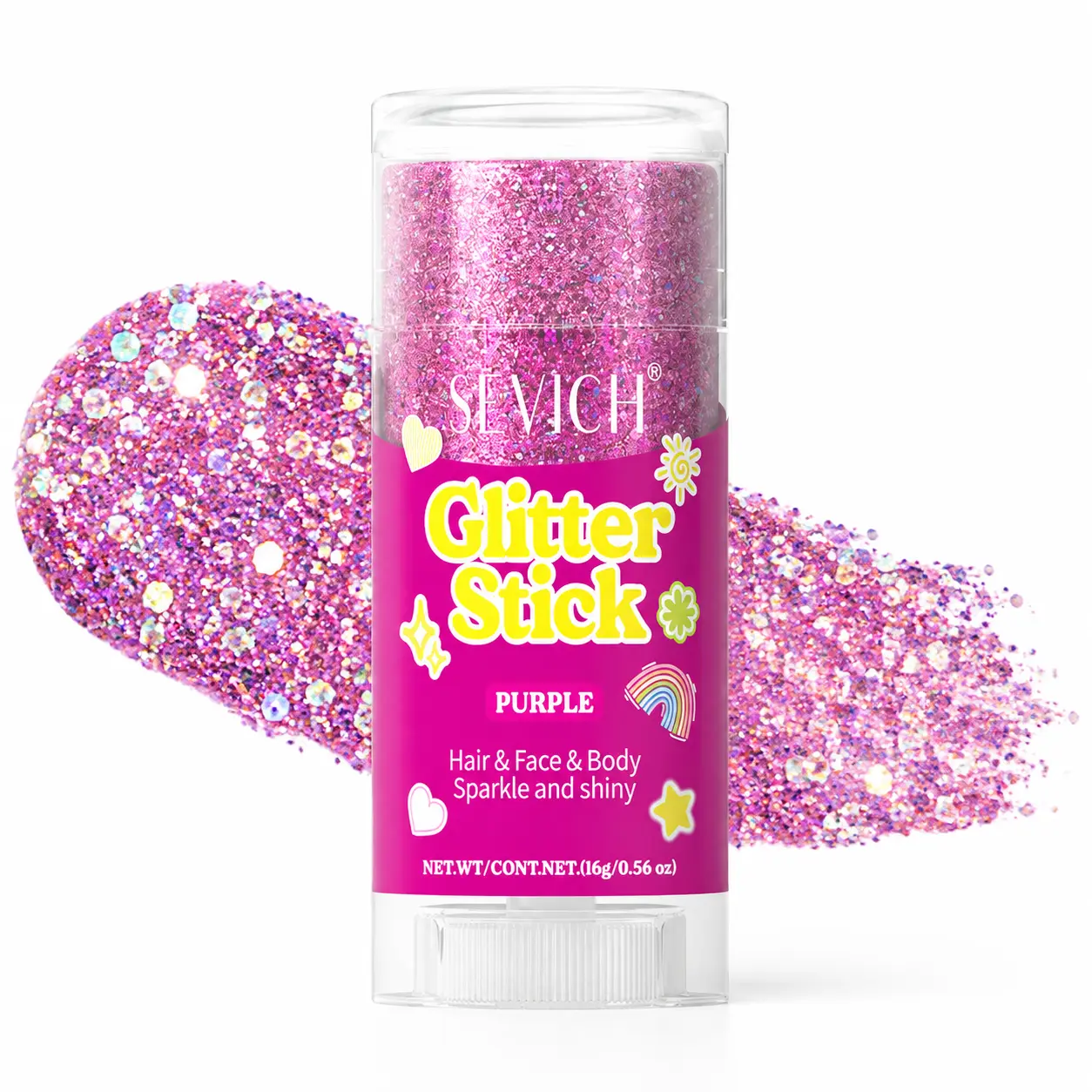 SEVICH 16g Glitter Stick - Multi-Purpose Cosmetic for Hair, Face & Body, Cheekbone Highlight, Stick Form Festival & Party Makeup Accessory