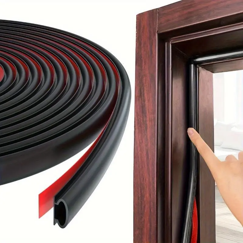 1pc Silicone Rubber Sealing Strip, Self-adhesive Door And Window Sealing Strip, Self-adhesive Backing Door Weather Strip, Rubber Collision Strip, Door Protection, For Retail Stores, Restaurants, Hotels