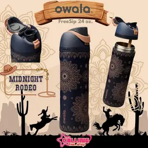 Owala FreeSip 24oz Midnight Rodeo Travel Water Bottle Boho Western Collection