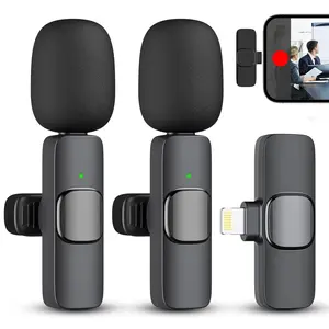 2-Pack Wireless Lavalier Lapel Mics | Plug-Play 2.4G Ultra-Low Delay | Noise Reduction Crystal Clear Sound | For iPhone/TikTok /Interviews