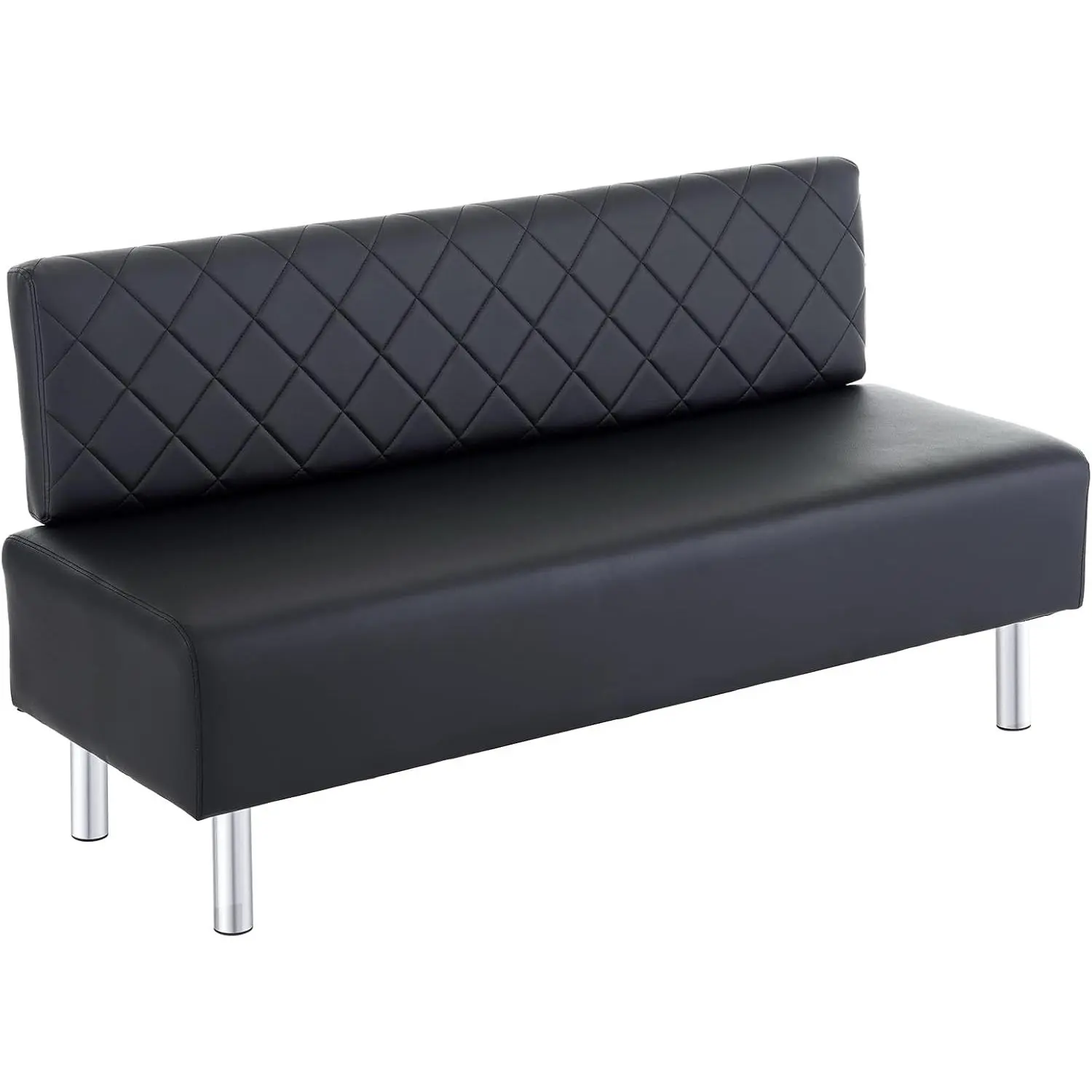 OmySalon Upholstered Waiting Room Bench - 58.6in High Back Cushioned Faux-Leather Imitation Leather Long Bench, Office Guest Reception Seating for Beauty Salon Lobby, Indoor Furniture, Imitation Leather Benches, Long Benches
